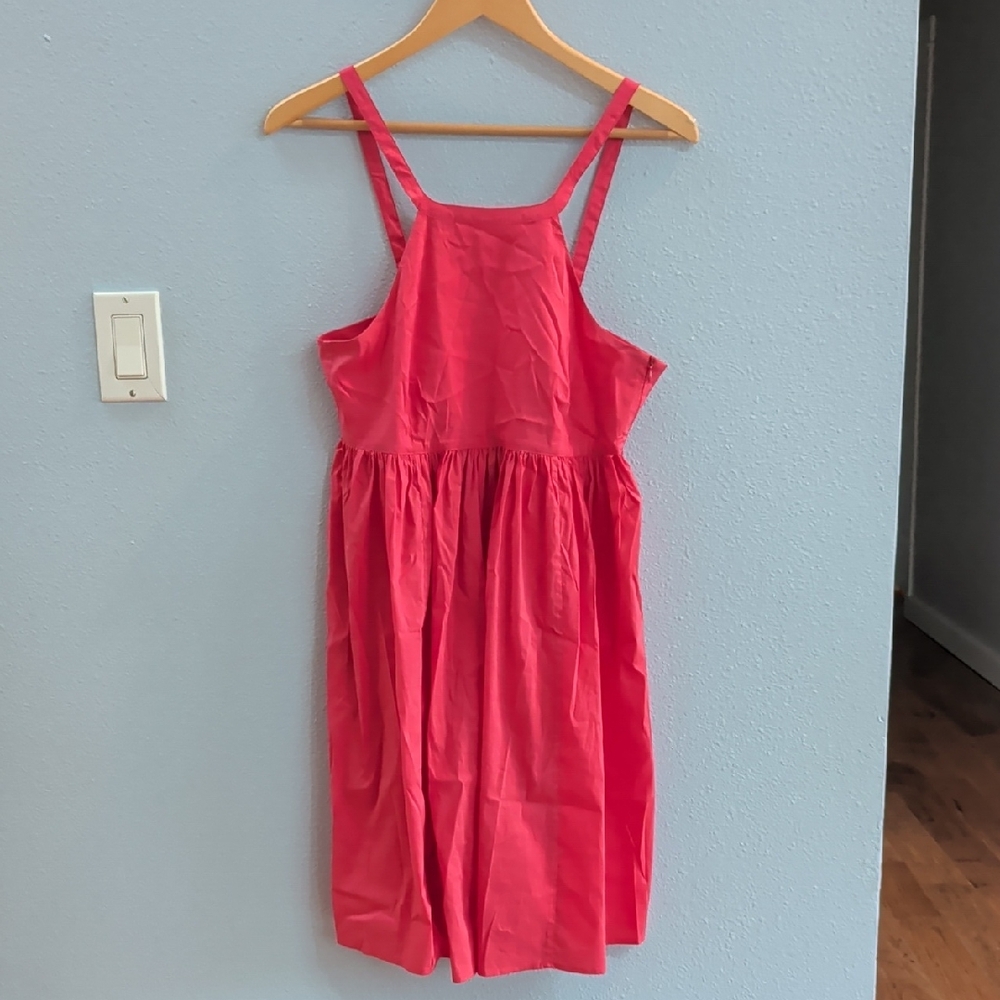 Stefanel Hot Pink Back Lace Up Tank Summer Dress